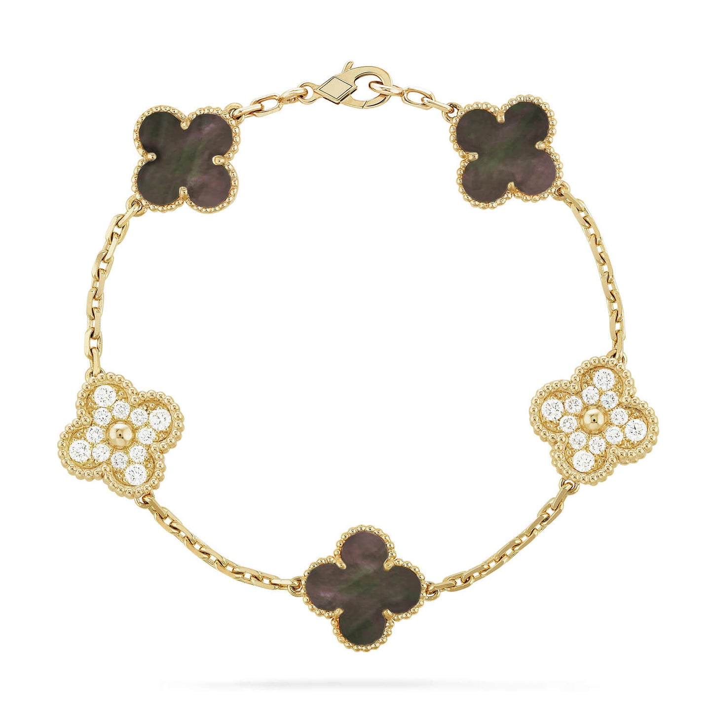 [Lumi Jewelry]CLOVER 5 MOTIF GRAY MOP DIAMOND BRACELET