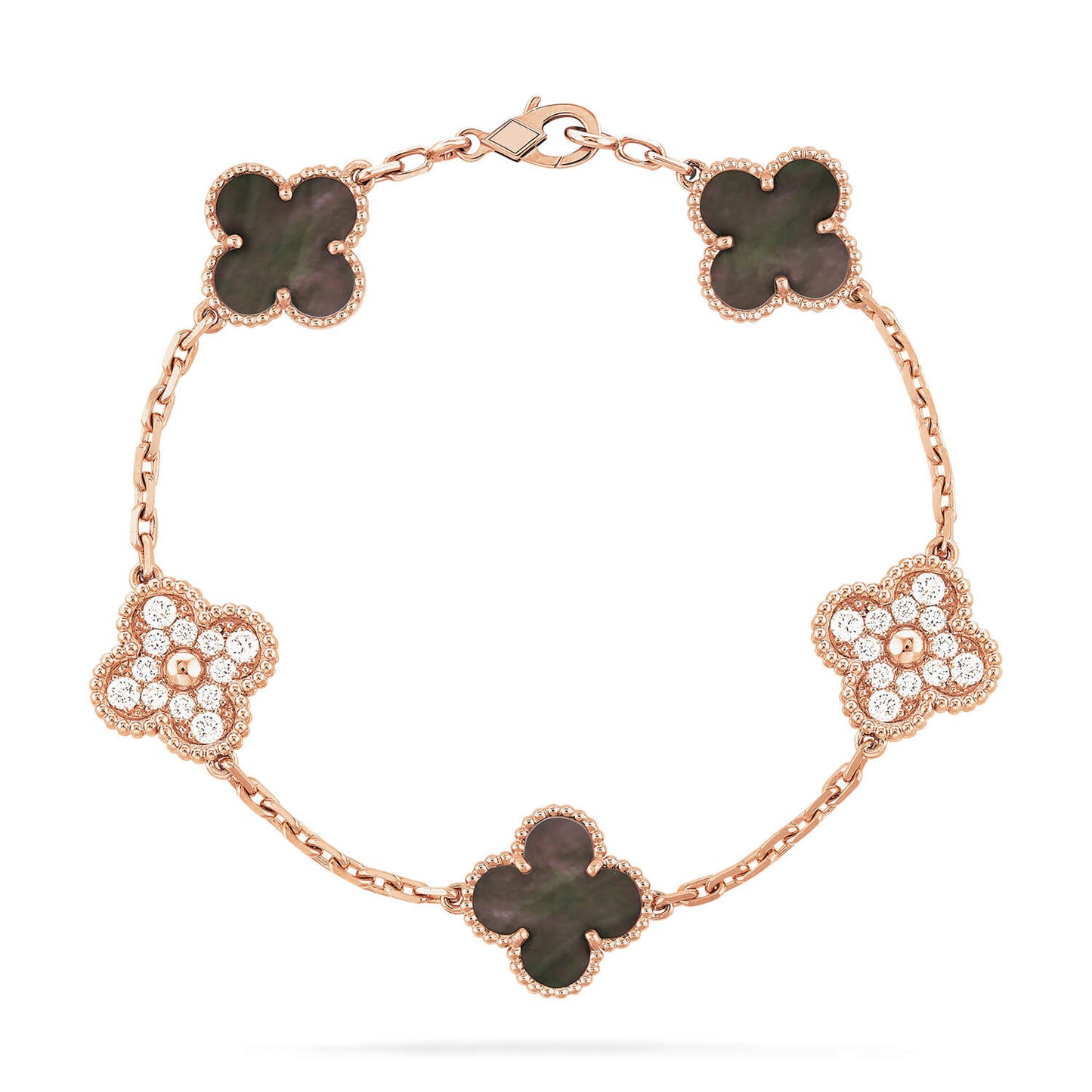 [Lumi Jewelry]CLOVER 5 MOTIF GRAY MOP DIAMOND BRACELET