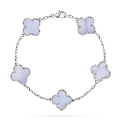 [Lumi Jewelry]CLOVER  5 MOTIF PURPLE CHALCEDONY BRACELET SILVER