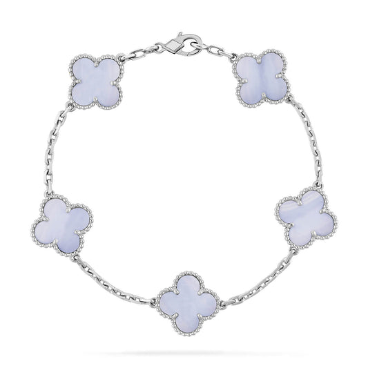 [Lumi Jewelry]CLOVER  5 MOTIF PURPLE CHALCEDONY BRACELET SILVER