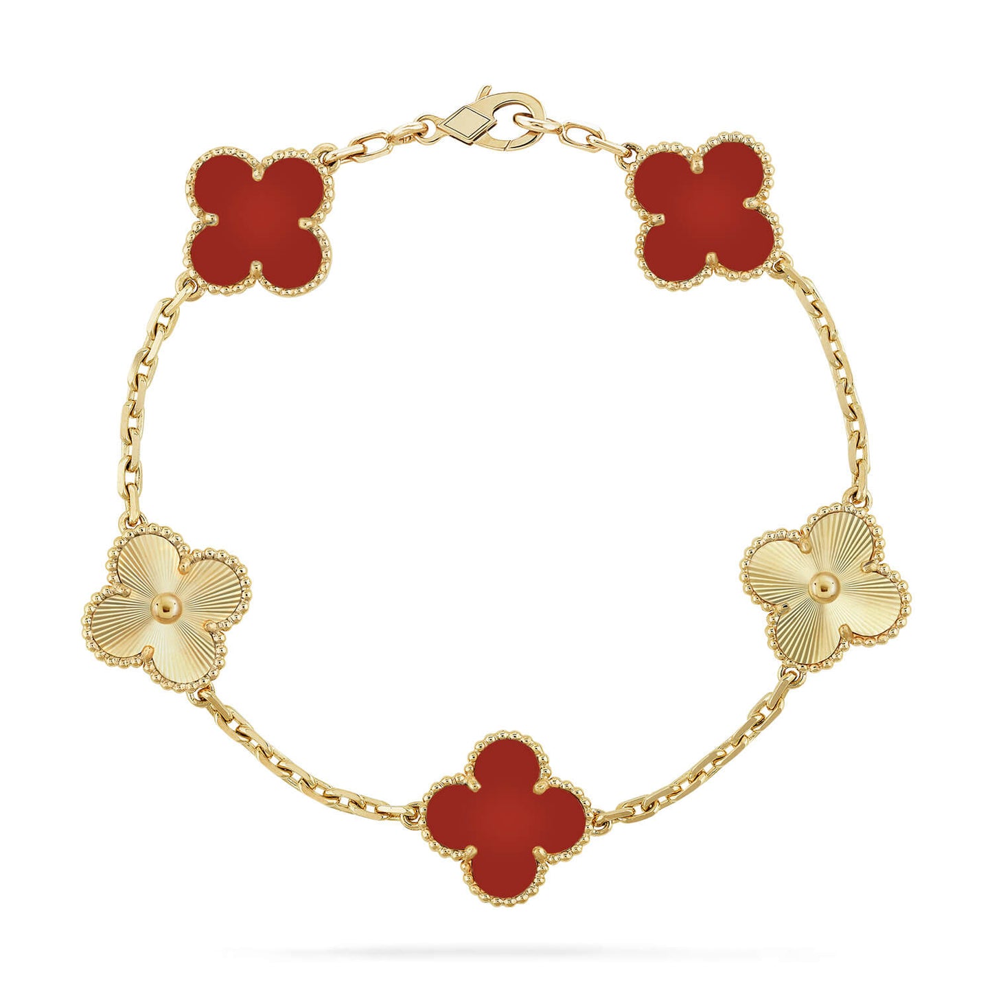 [Lumi Jewelry]CLOVER  5 MOTIFS CARNELIAN GOLD BRACELET