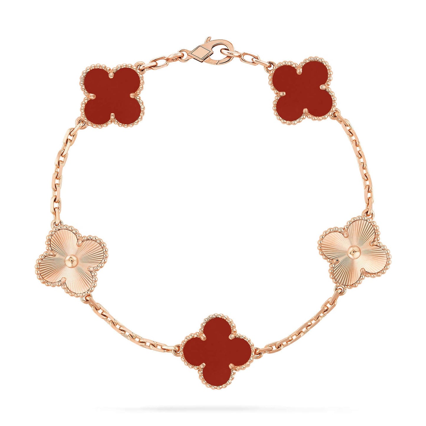 [Lumi Jewelry]CLOVER  5 MOTIFS CARNELIAN GOLD BRACELET