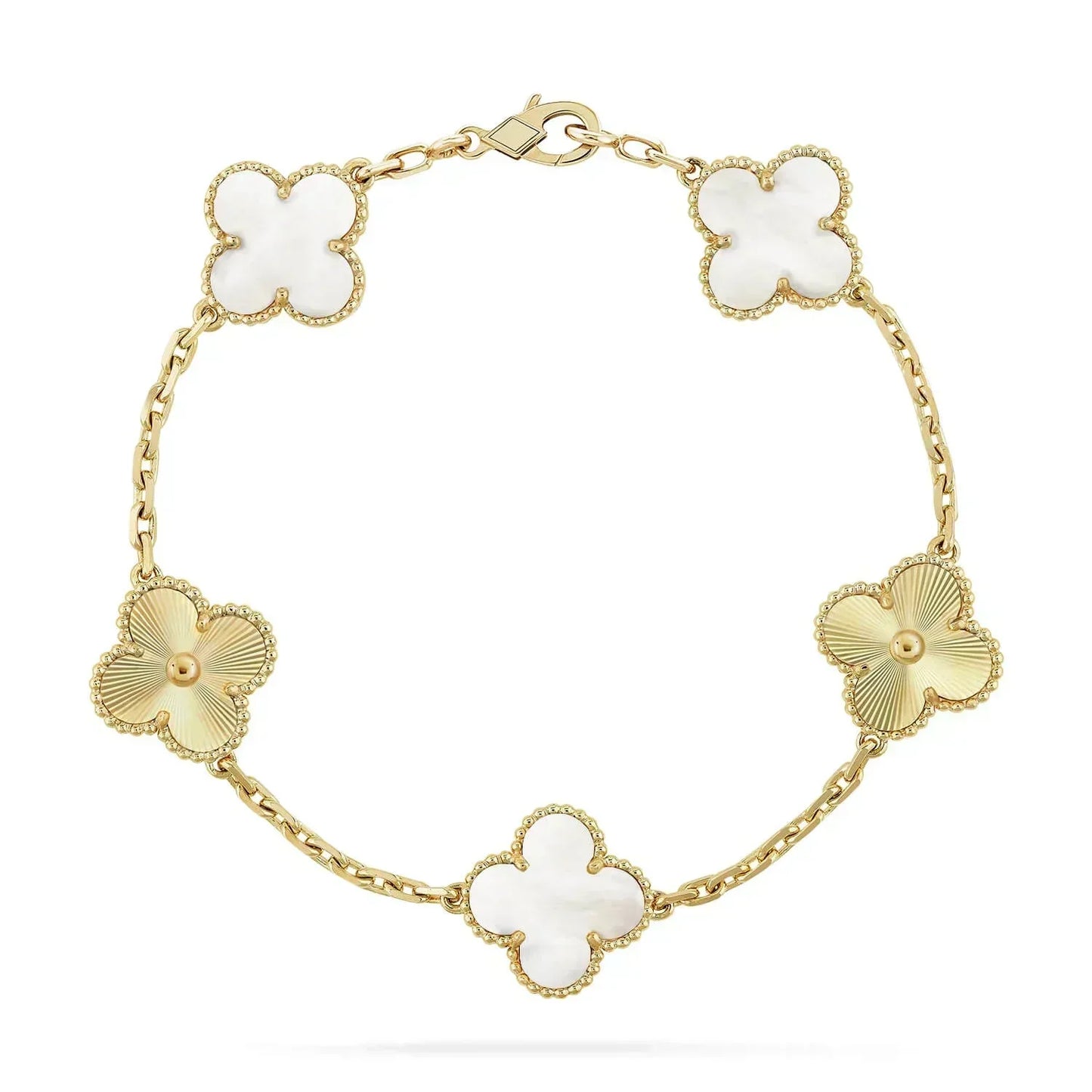 [Lumi Jewelry]CLOVER BRACELET 5 MOTIF WHITE MOP PINK GOLD