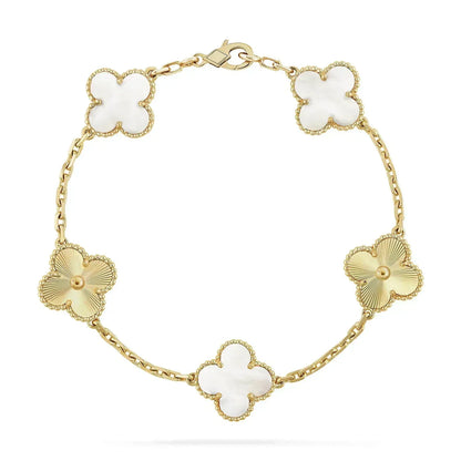 [Lumi Jewelry]CLOVER BRACELET 5 MOTIF WHITE MOP PINK GOLD