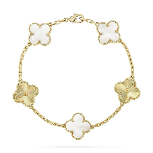 [Lumi Jewelry]CLOVER BRACELET 5 MOTIF WHITE MOP PINK GOLD