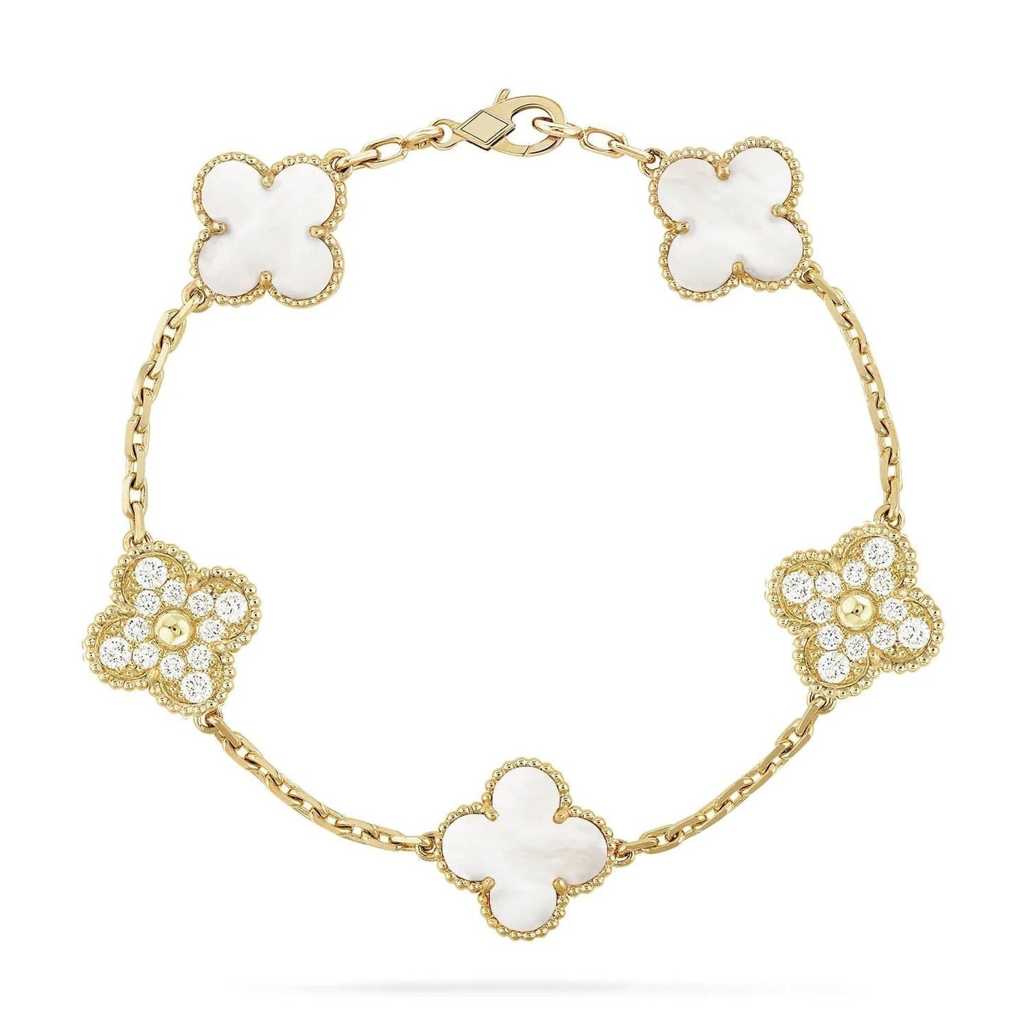 [Lumi Jewelry]CLOVER BRACELET 5 MOTIF WHITE MOP DIAMOND