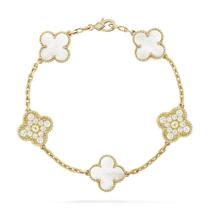 [Lumi Jewelry]CLOVER BRACELET 5 MOTIF WHITE MOP DIAMOND
