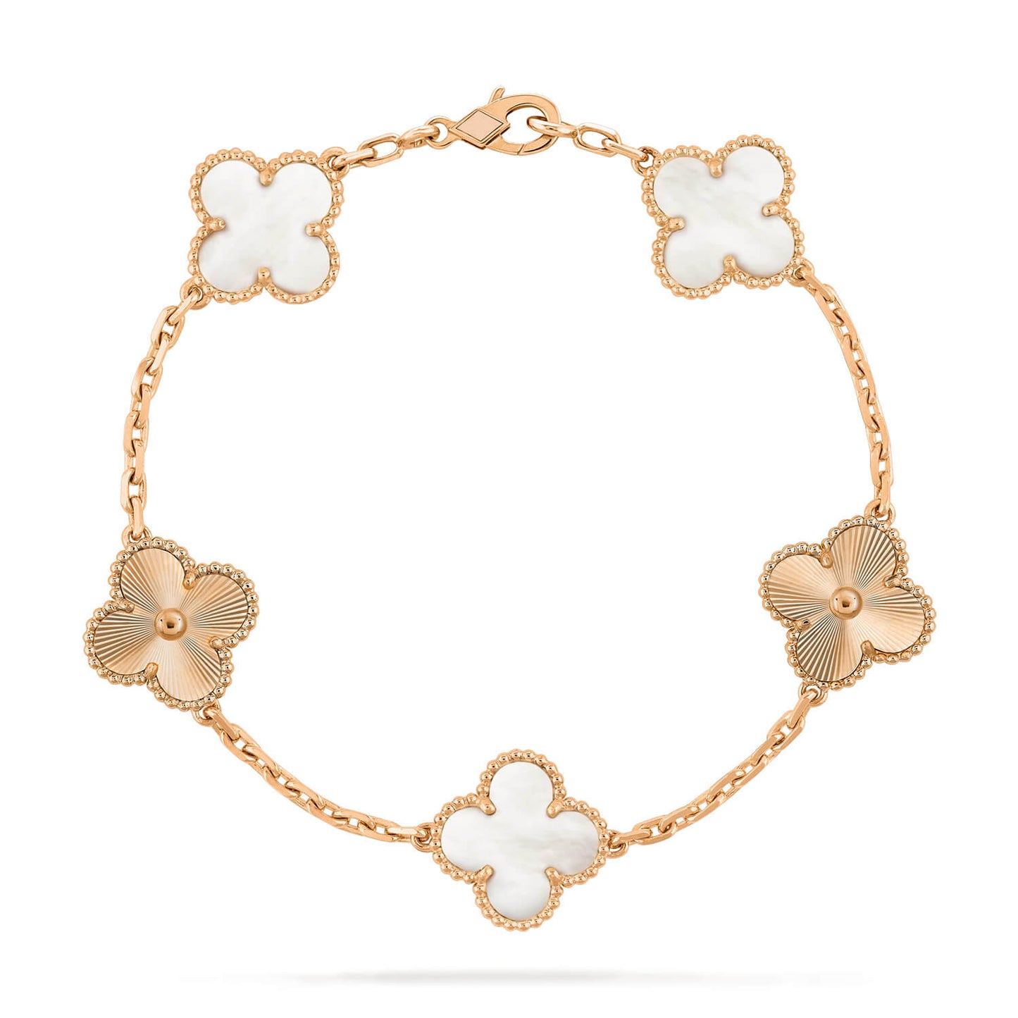 [Lumi Jewelry]CLOVER 5 MOTIF WHITE MOP LASER BRACELET