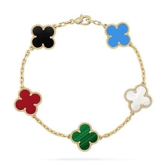 [Lumi Jewelry]CLOVER 5 MOTIFS MULTICOLOR  BRACELET