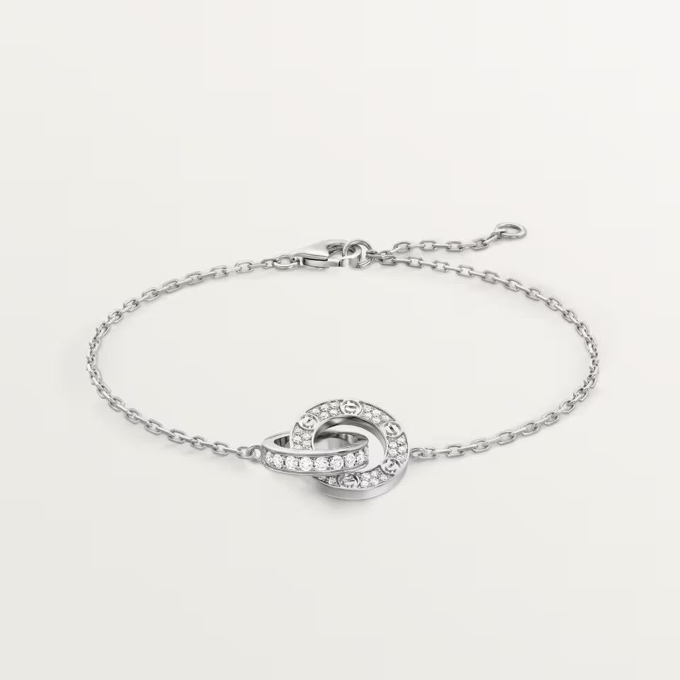 [Lumi Jewelry]LOVE DOUBLE RING FULL DIAMOND BRACELET