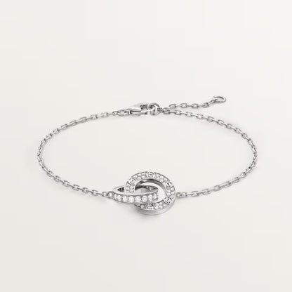 [Lumi Jewelry]LOVE DOUBLE RING FULL DIAMOND BRACELET