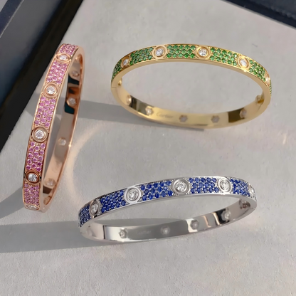 [Lumi Jewelry]2026 PAVE GEMSTONE LOVE BRACELET 6.1MM 10 DIAMONDS