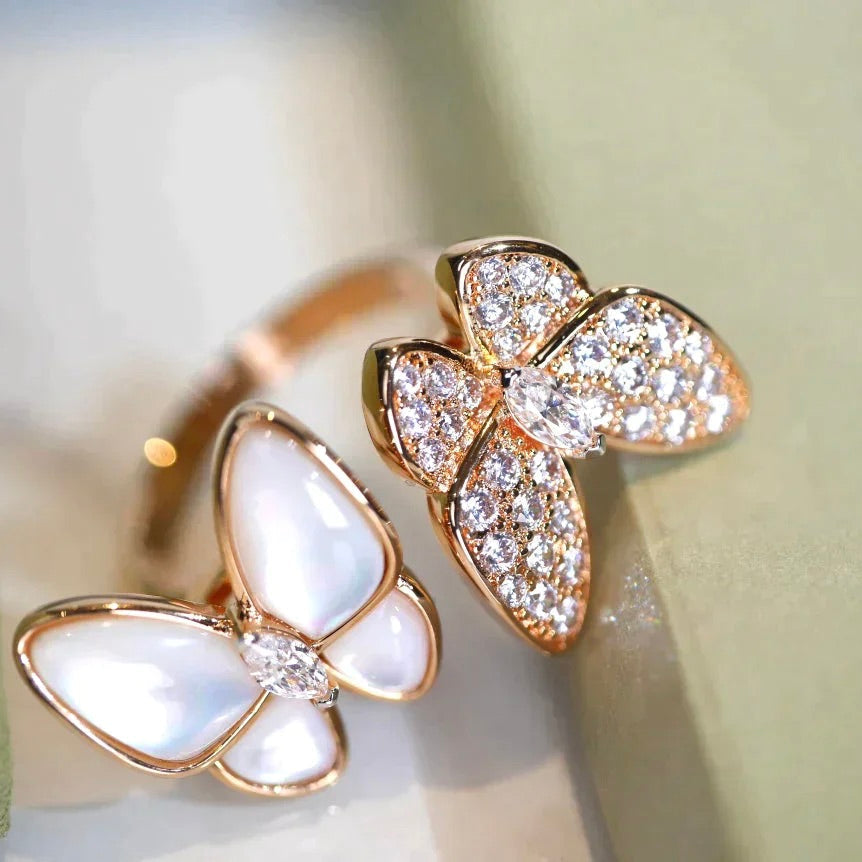 [Lumi Jewelry]TWIN BUTTERFLY DIAMOND MOP RING