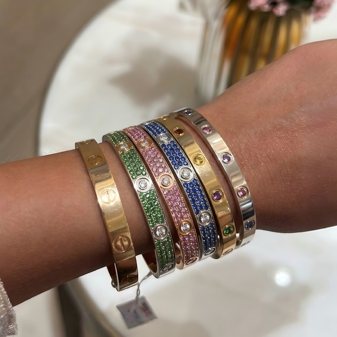 [Lumi Jewelry]2026 PAVE GEMSTONE LOVE BRACELET 6.1MM 10 DIAMONDS