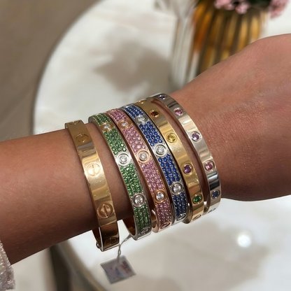 [Lumi Jewelry]2026 PAVE GEMSTONE LOVE BRACELET 6.1MM 10 DIAMONDS