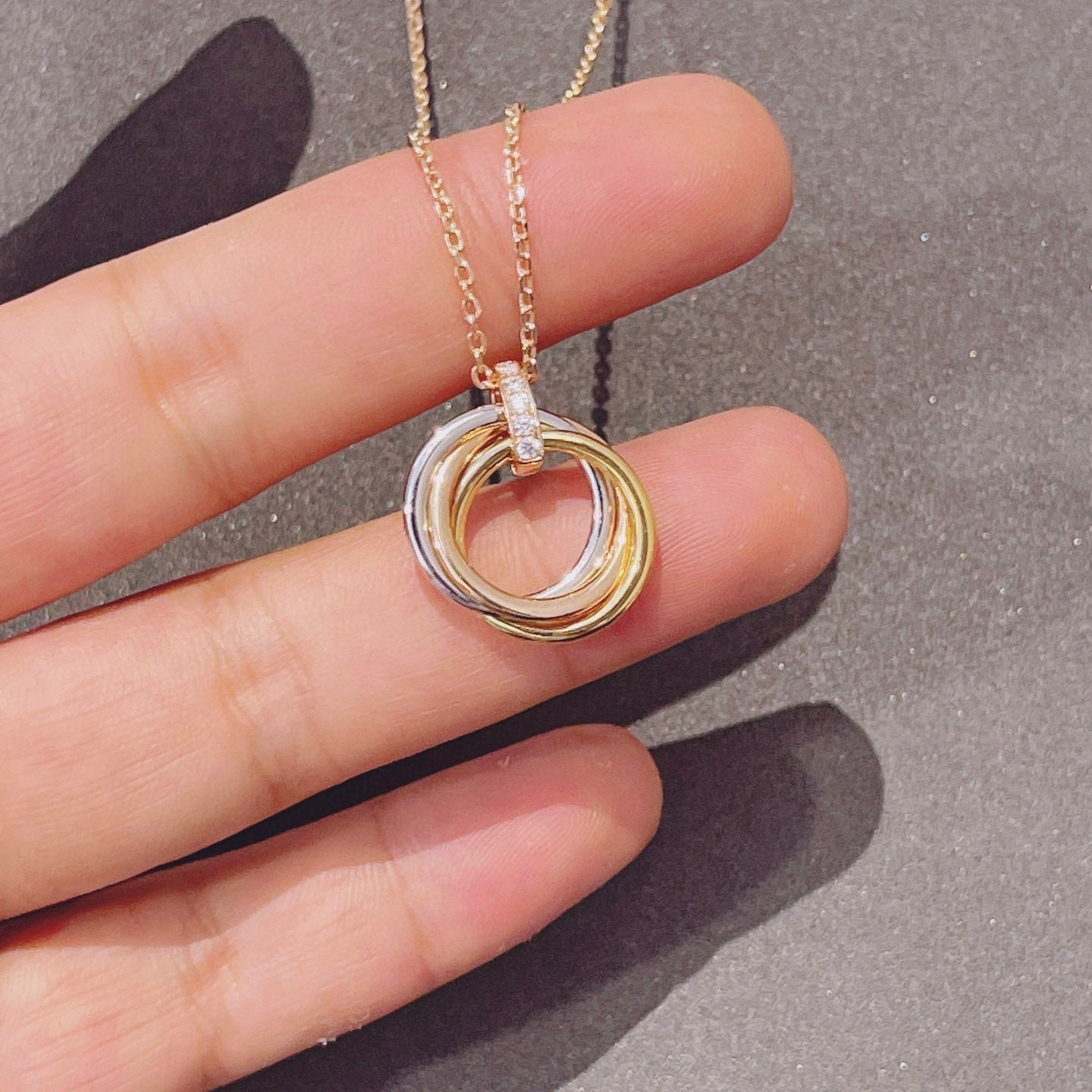 [Lumi Jewelry]TRINITY NECKLACE GOLD  DIAMONDS
