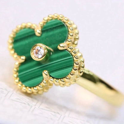 [Lumi Jewelry]CLOVER MALACHITE RING GOLD DIAMOND