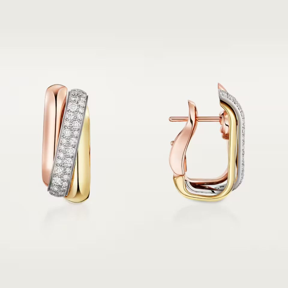 [Lumi Jewelry]TRINITY HALF DIAMOND  CUSHION EARRINGS