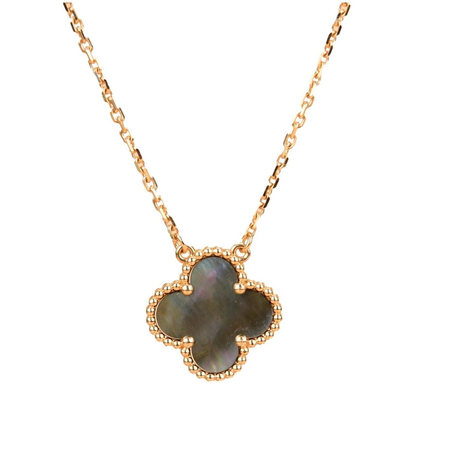 [Lumi Jewelry]CLOVER 15MM  GRAY MOTHER OF PEARL NECKLACE