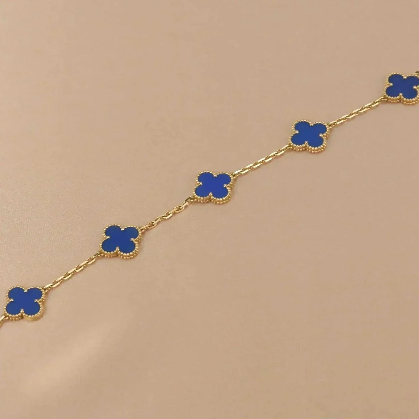 [Lumi Jewelry]CLOVER 5 MOTIFS BLUE AGATE BRACELET