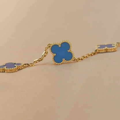 [Lumi Jewelry]CLOVER 5 MOTIFS BLUE AGATE BRACELET