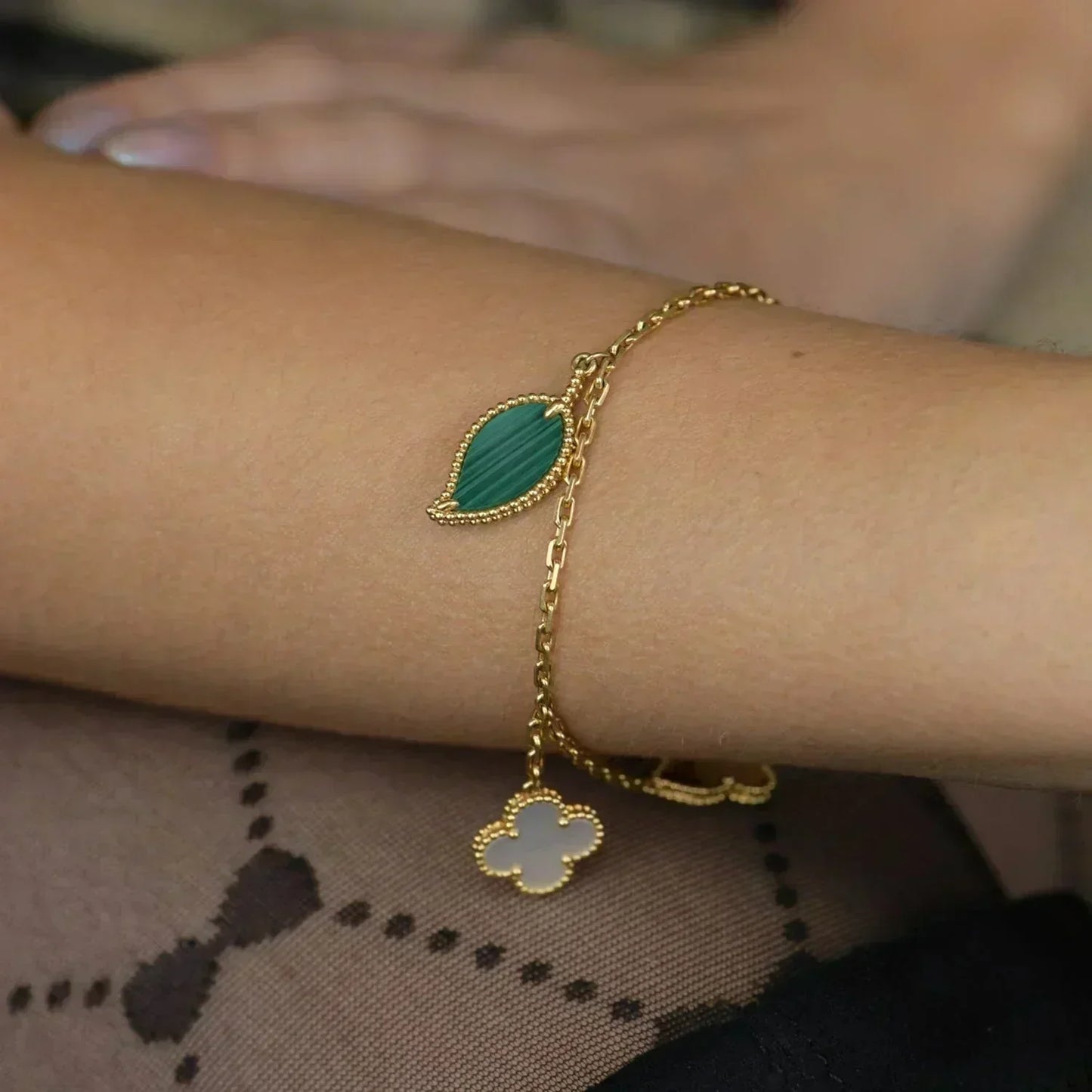 [Lumi Jewelry]LUCKY SPRING 5 MOTIF GOLD BRACELET