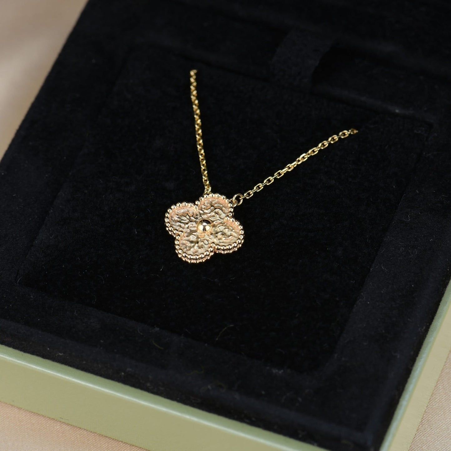 [Lumi Jewelry]CLOVER 15MM  BRONZING NECKLACE
