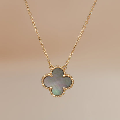 [Lumi Jewelry]CLOVER 15MM  GRAY MOTHER OF PEARL NECKLACE