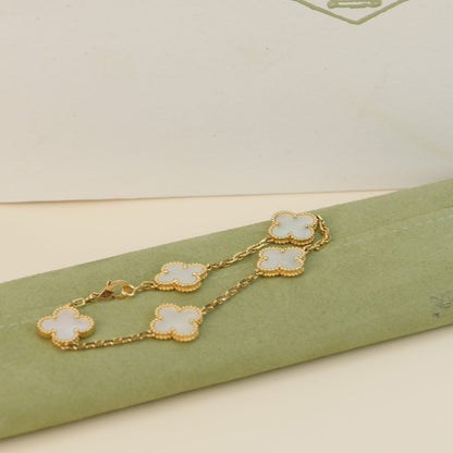 [Lumi Jewelry]CLOVER  5 MOTIF WHITE MOP BRACELET