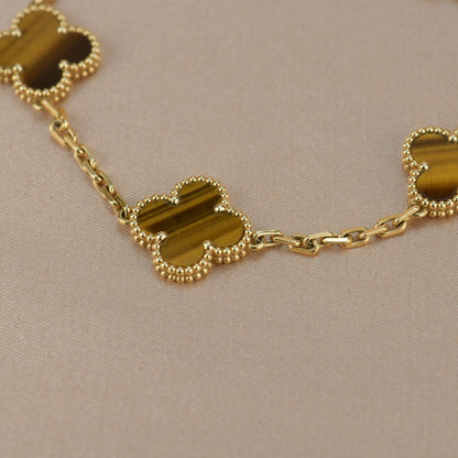 [Lumi Jewelry]CLOVER  5 MOTIFS TIGER EYE BRACELET