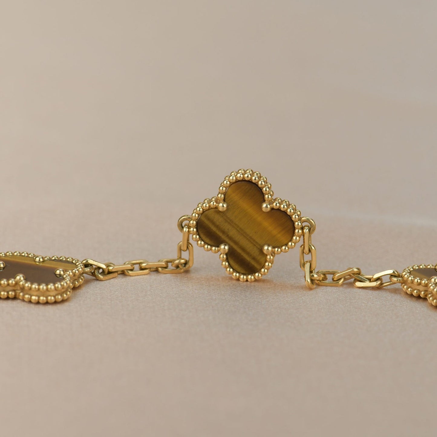 [Lumi Jewelry]CLOVER  5 MOTIFS TIGER EYE BRACELET