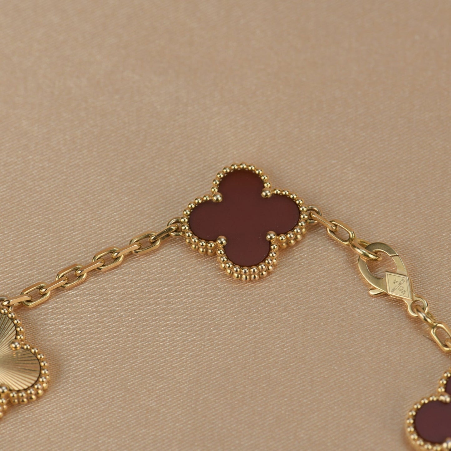 [Lumi Jewelry]CLOVER  5 MOTIFS CARNELIAN GOLD BRACELET