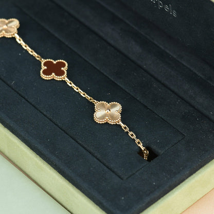 [Lumi Jewelry]CLOVER  5 MOTIFS CARNELIAN GOLD BRACELET
