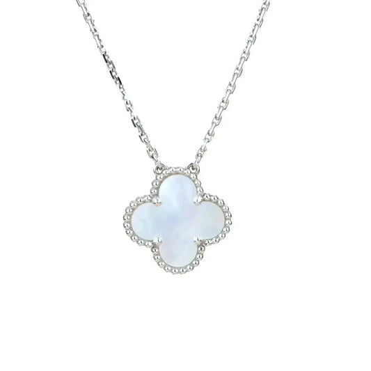 [Lumi Jewelry]CLOVER  15MM WHITE MOTHER-OF-PEARL SILVER