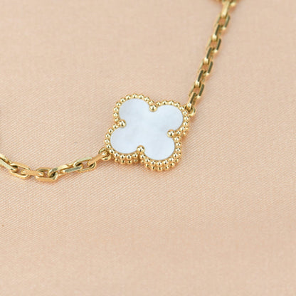 [Lumi Jewelry]CLOVER  5 MOTIF WHITE MOP BRACELET