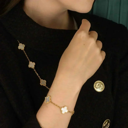 [Lumi Jewelry]CLOVER  5 MOTIF WHITE MOP BRACELET