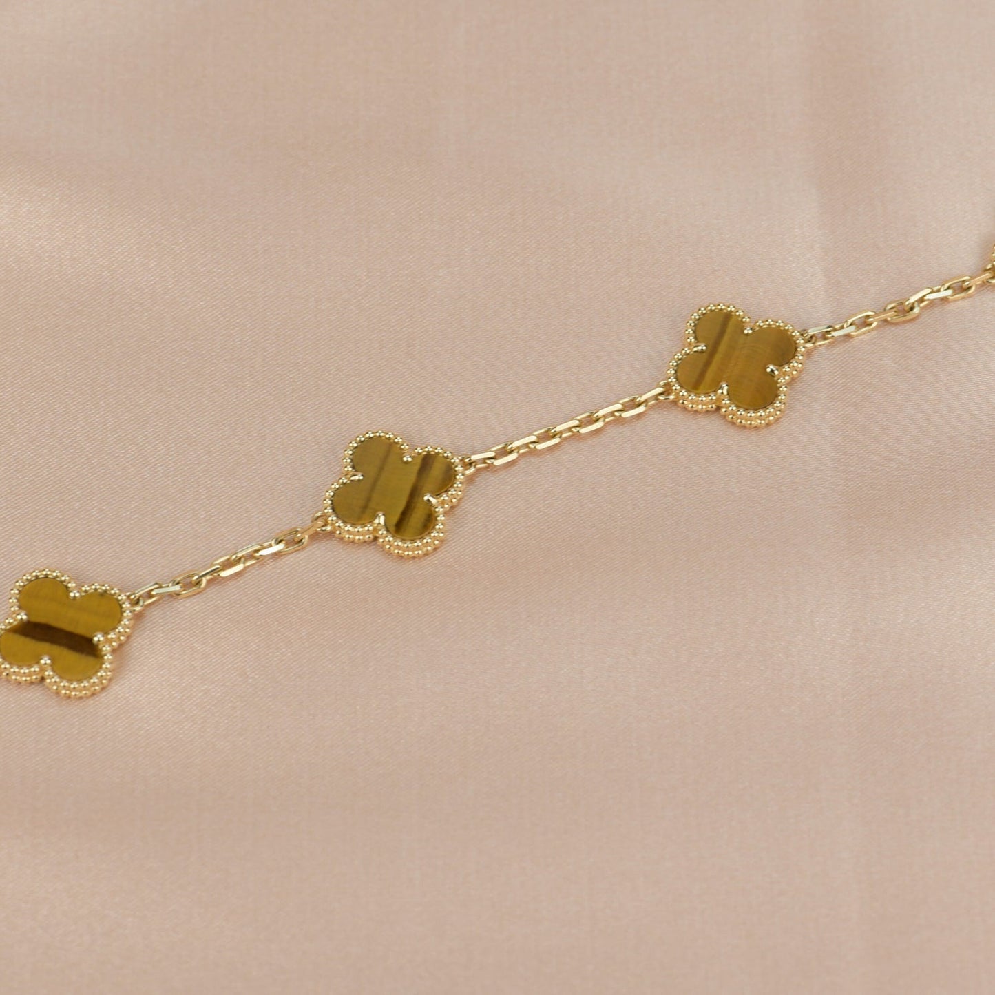 [Lumi Jewelry]CLOVER  5 MOTIFS TIGER EYE BRACELET