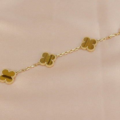 [Lumi Jewelry]CLOVER  5 MOTIFS TIGER EYE BRACELET