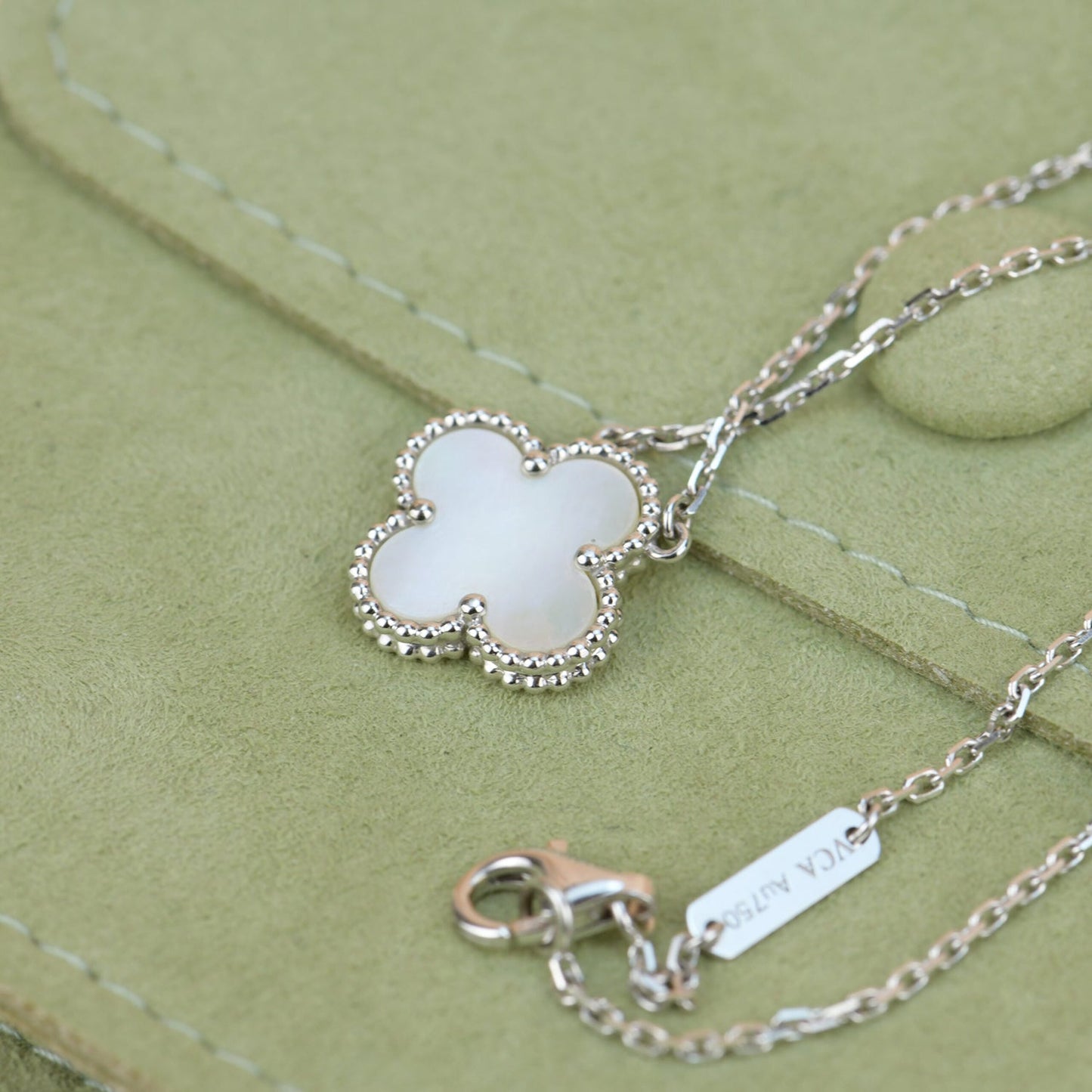 [Lumi Jewelry]CLOVER  15MM WHITE MOTHER-OF-PEARL SILVER