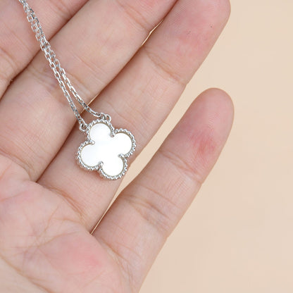 [Lumi Jewelry]CLOVER  15MM WHITE MOTHER-OF-PEARL SILVER