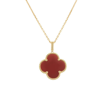 [Lumi Jewelry]CLOVER 25MM NECKLACE GOLD CARNELIAN
