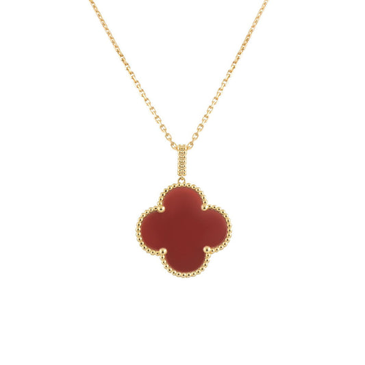 [Lumi Jewelry]CLOVER 25MM NECKLACE GOLD CARNELIAN