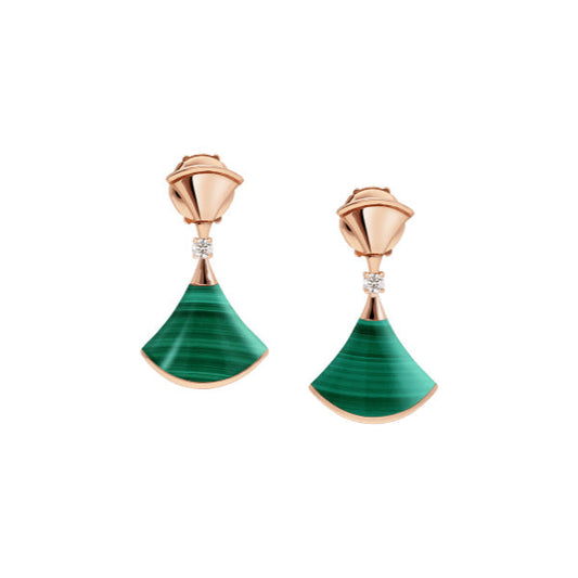 [Lumi Jewelry]DREAM MALACHITE PINK GOLD EARRINGS