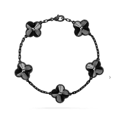 [Lumi Jewelry]CLOVER 5 MOTIF BLACK BRACELET