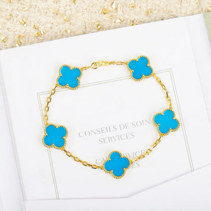 [Lumi Jewelry]CLOVER 5 MOTIFS TURQUOISE BRACELET