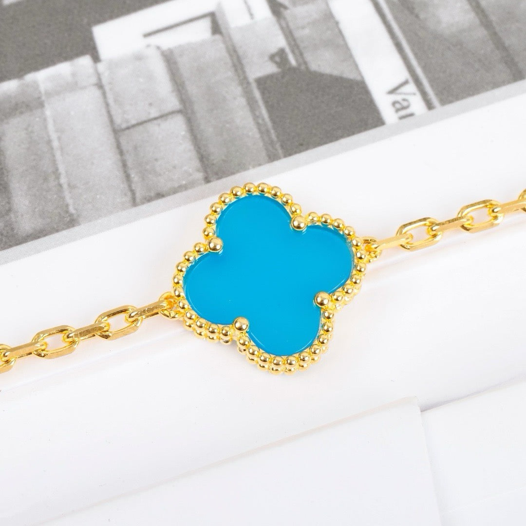 [Lumi Jewelry]CLOVER 5 MOTIFS TURQUOISE BRACELET