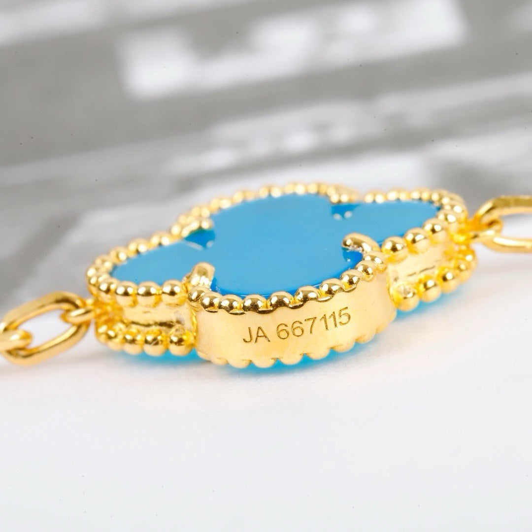 [Lumi Jewelry]CLOVER 5 MOTIFS TURQUOISE BRACELET