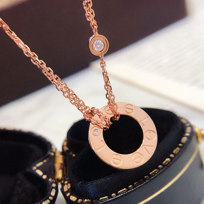 [Lumi Jewelry]LOVE NECKLACE 16MM 2 DIAMONDS