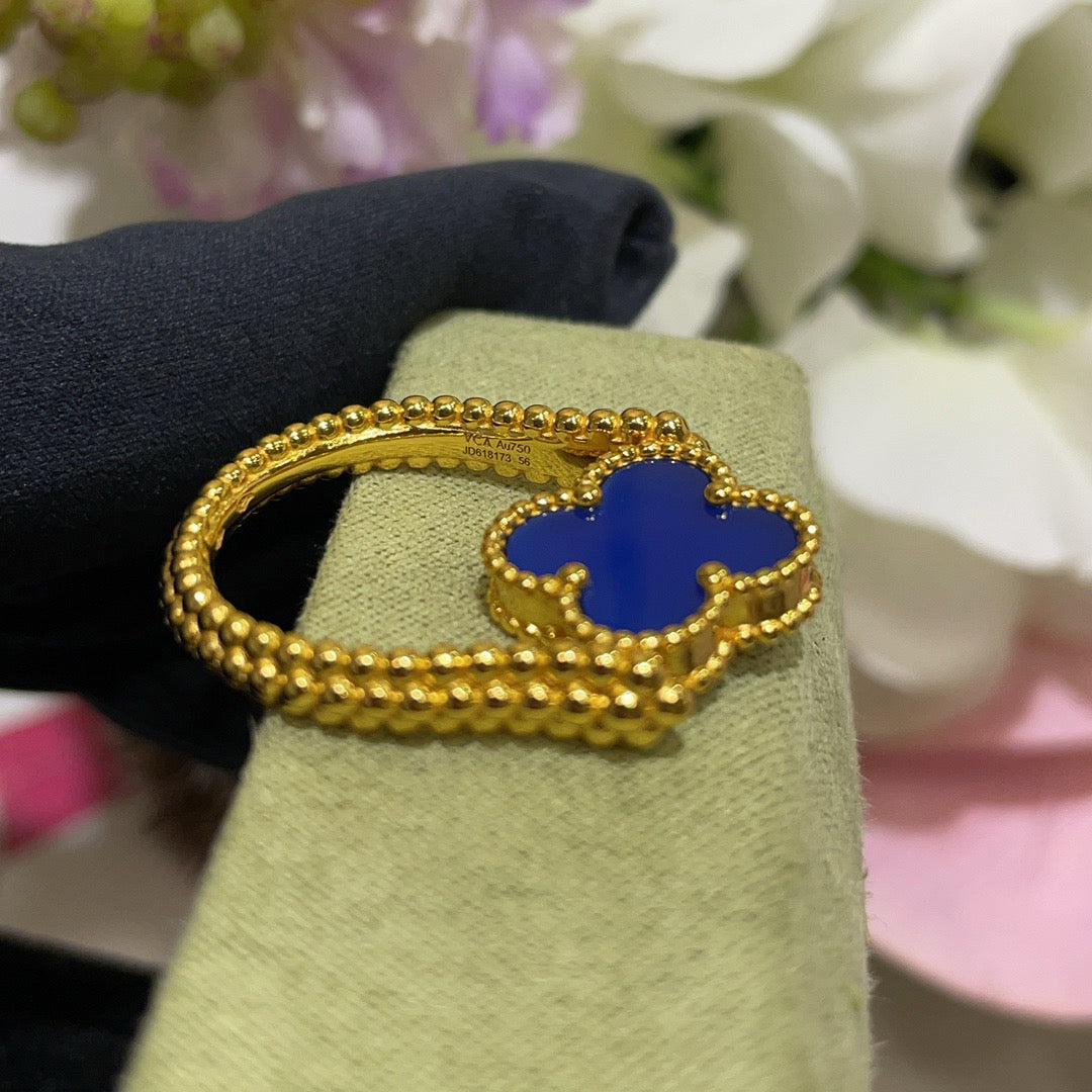 [Lumi Jewelry]CLOVER RIVERSIBLE BLUE AGATE RING