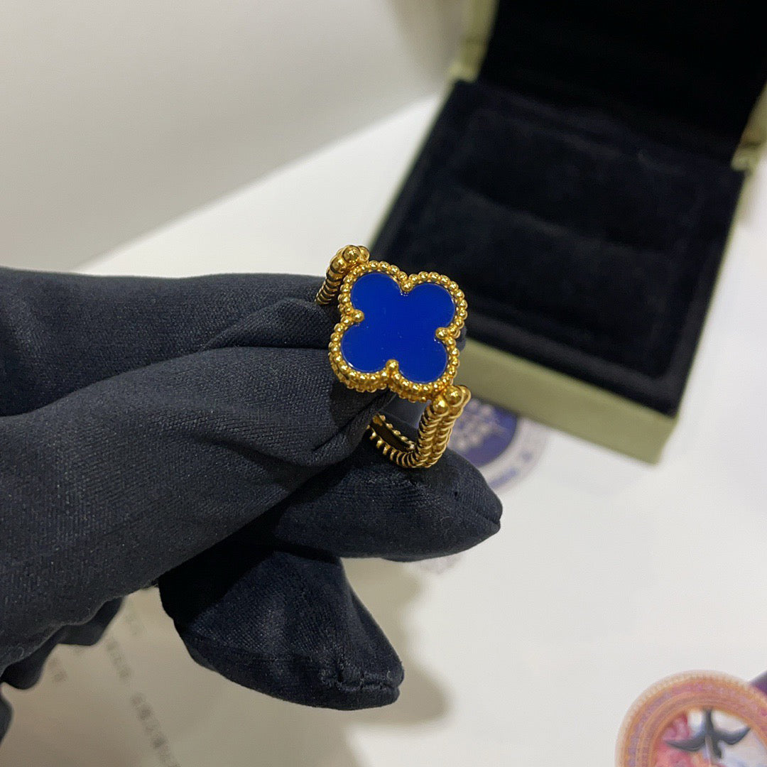 [Lumi Jewelry]CLOVER RIVERSIBLE BLUE AGATE RING